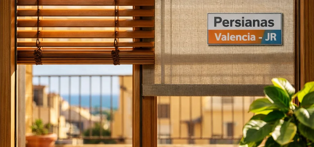 Interior de un apartamento en Valencia con persianas de madera y tela, ideal para el clima cálido.