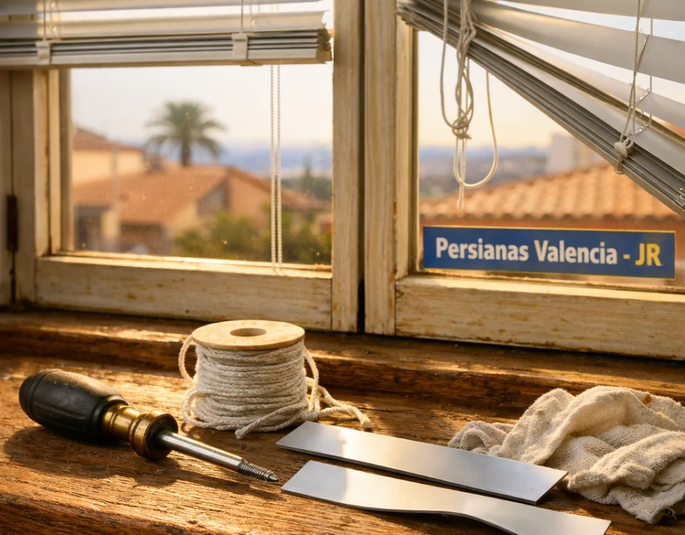 Interior soleado en Valencia con herramientas de reparación de persianas; ¿Cual servicio de reparacion de persianas es mas eficaz en Valencia?