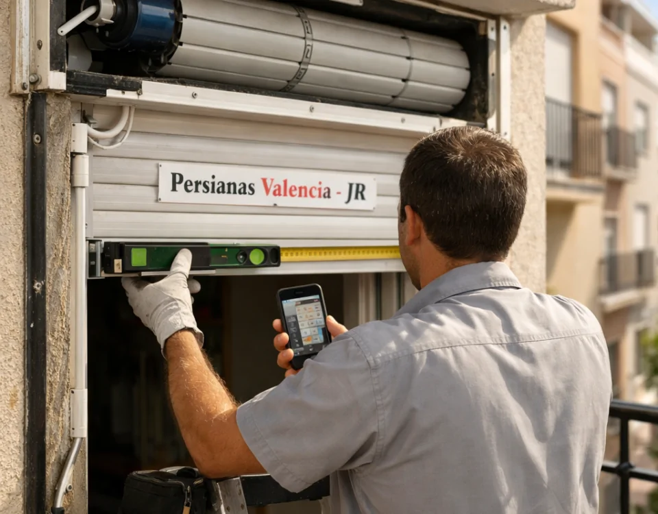 Que factores considerar al motorizacion de persianas en Valencia: técnico revisa persiana motorizada