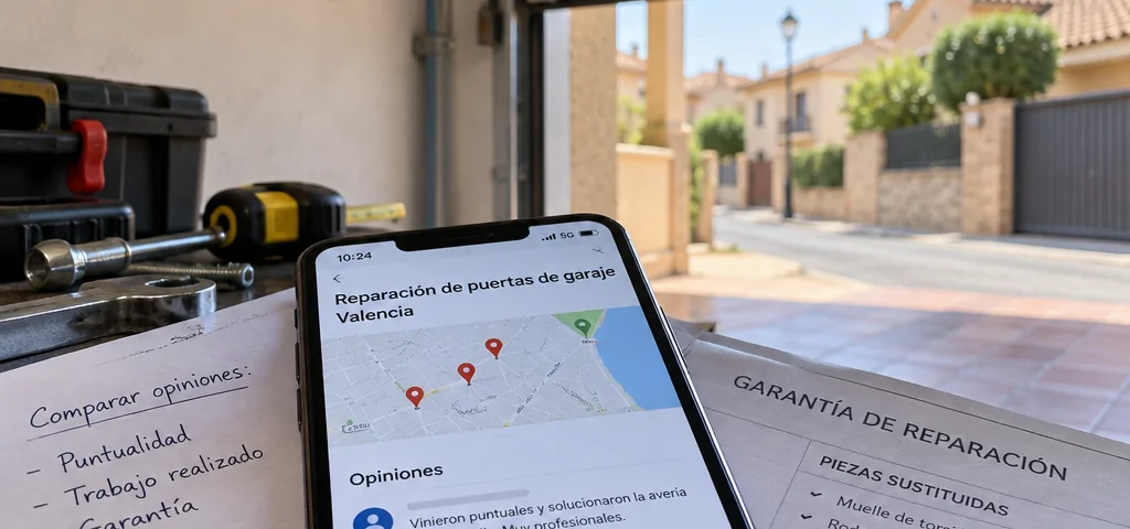 Mu00f3vil con opiniones sobre reparaciu00f3n de puertas de garaje en Valencia, junto a presupuestos y garantu00eda: Donde puedo encontrar opiniones sobre empresas de reparacion de puertas de garaje en Valencia