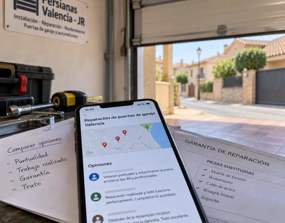 Mu00f3vil con opiniones sobre reparaciu00f3n de puertas de garaje en Valencia, junto a presupuestos y garantu00eda: Donde puedo encontrar opiniones sobre empresas de reparacion de puertas de garaje en Valencia